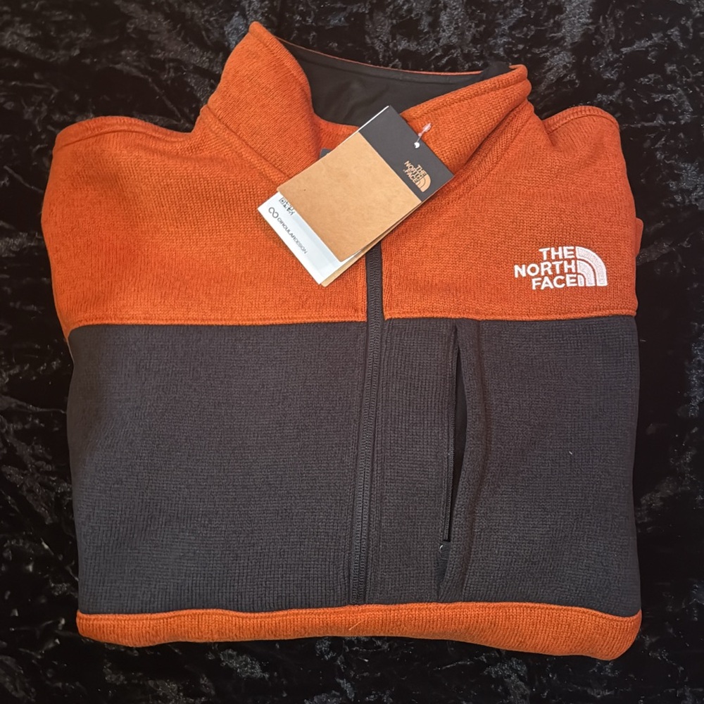 The North Face Burnt Orange and Charcoal Pullover